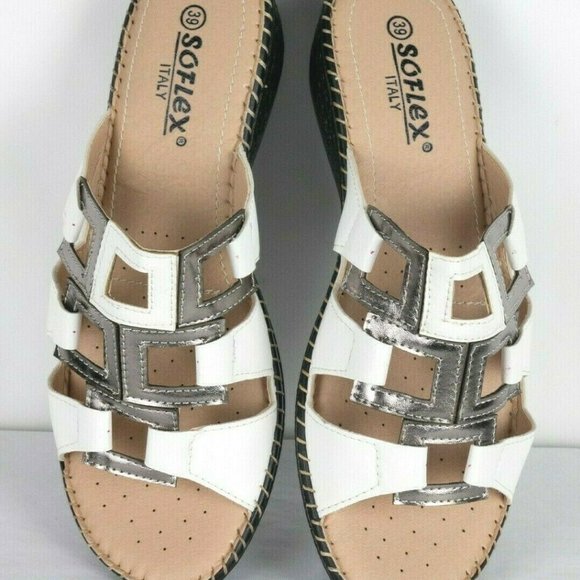 Soflex Italy Comfort Ortho White Leather Sandals - Picture 9 of 10